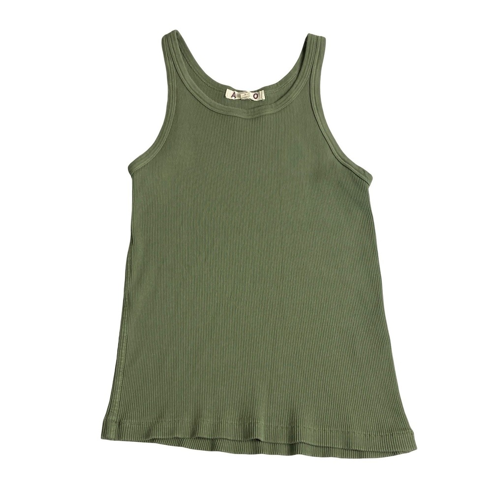 Amo Cotton Rib Tank Top S Green Minimalist Basic Capsule Lounge Quiet Luxury Y2K